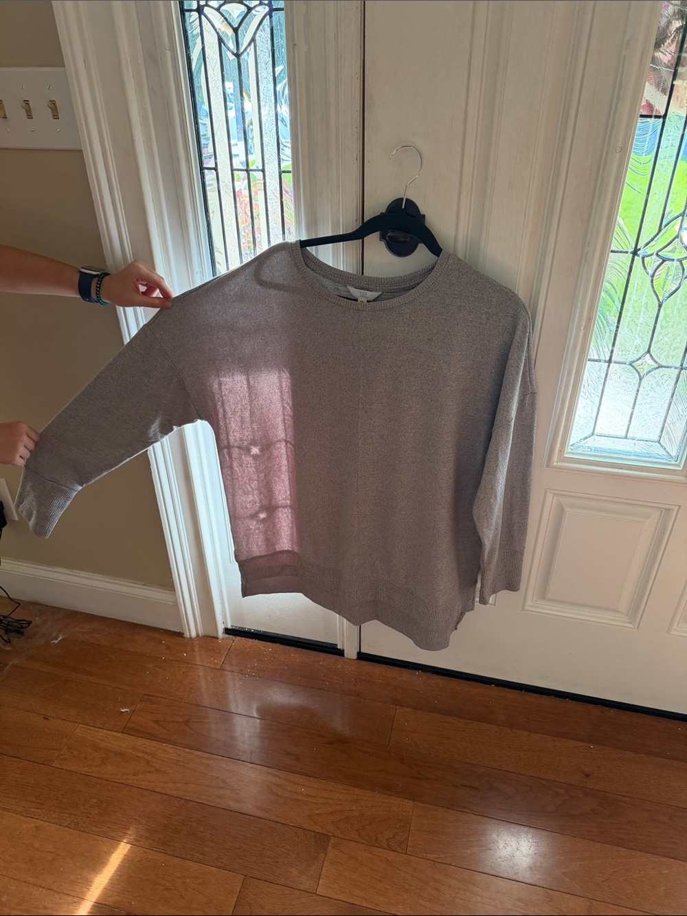 Time and Tru Heathered Light Pink Crewneck Sweater